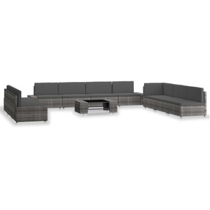 Diverse Hardware, 10-tlg. Garten-Lounge-Set Poly Rattan Grau