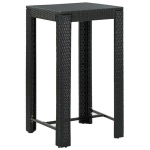 vidaXL, vidaXL Garten-Bartisch Schwarz 60,5x60,5x110,5 cm Poly Rattan