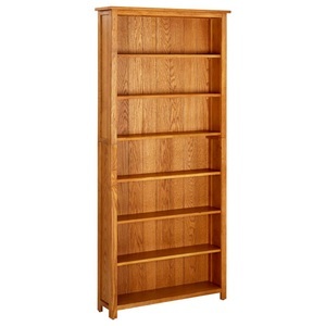 vidaXL, vidaXL Bücherregal 7 Fächer 90x22,5x200 cm Massivholz Eiche, vidaXL Bücherregal 7 Fächer 90x22,5x200 cm Massivholz Eiche