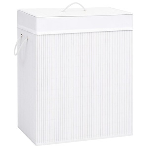 vidaXL, vidaXL Bambus-Wäschekorb Weiß 100 L