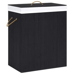 vidaXL, vidaXL Bambus-Wäschekorb Schwarz 100 L, VidaXL - Wäschekorb bambus, One Size, Schwarz