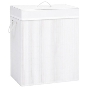 vidaXL Bambus-Wäschekorb Weiß 83 L