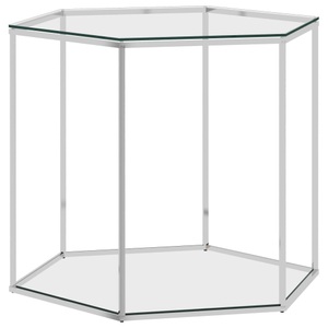 vidaXL, vidaXL Couchtisch Silbern 60x53x50 cm Edelstahl und Glas, vidaXL Couchtisch Silbern 60x53x50 cm Edelstahl und Glas