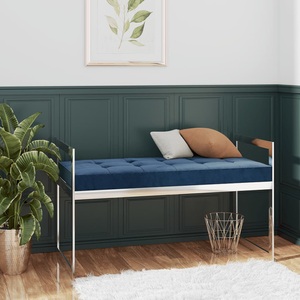 vidaXL, vidaXL Bank 97 cm Blau Samt und Edelstahl, 