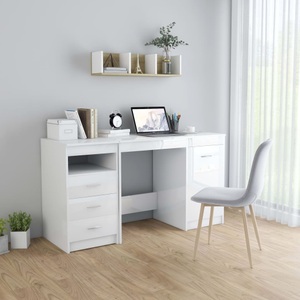 vidaXL, vidaXL Schreibtisch Hochglanz-Weiß 140 x 50 x 76 cm Spanplatte