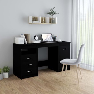 Diverse Hardware, Schreibtisch Schwarz 140 x 50 x 76 cm Spanplatte
