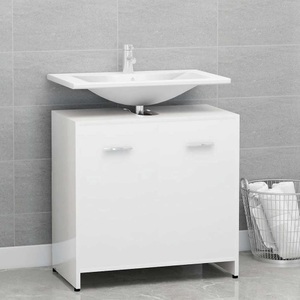 vidaXL, vidaXL Badezimmerschrank Hochglanz-Weiß 60x33x58 cm Spanplatte, vidaXL Badezimmerschrank Hochglanz-Weiß 60x33x61 cm Holzwerkstoff