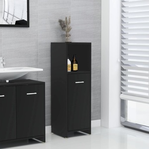 vidaXL, vidaXL Badezimmerschrank Schwarz 30x30x95 cm Spanplatte, vidaXL Badezimmerschrank Schwarz 30x30x95 cm Holzwerkstoff