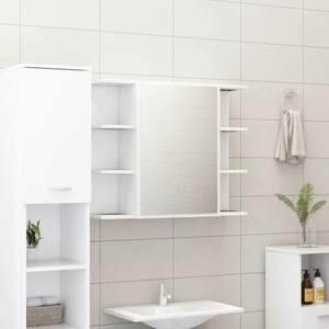 vidaXL, vidaXL Bad-Spiegelschrank Weiß 80x20,5x64 cm Spanplatte, vidaXL Bad-Spiegelschrank Weiß 80x20,5x64 cm Holzwerkstoff