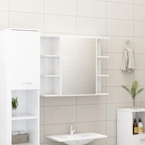 vidaXL, vidaXL Bad-Spiegelschrank Hochglanz-Weiß 80x20,5x64 cm Spanplatte, vidaXL Bad-Spiegelschrank Hochglanz-Weiß 80x20,5x64 cm Holzwerkstoff