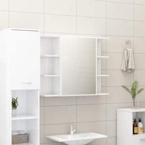 vidaXL, vidaXL Bad-Spiegelschrank Hochglanz-Weiß 80x20,5x64 cm Spanplatte