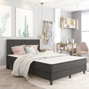 vidaXL, vidaXL Boxspringbett Dunkelgrau Stoff 180x200 cm