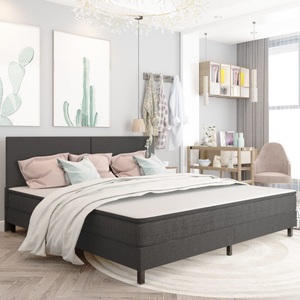 vidaXL, vidaXL Boxspringbett Dunkelgrau Stoff 200x200 cm