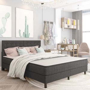 vidaXL, vidaXL Boxspringbett Dunkelgrau Stoff 180x200 cm, vidaXL Boxspringbett Dunkelgrau Stoff 180x200 cm