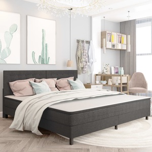 vidaXL, vidaXL Boxspringbett Dunkelgrau Stoff 200x200 cm