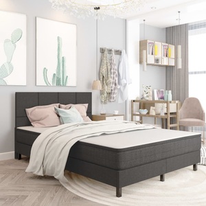vidaXL, vidaXL Boxspringbett Dunkelgrau Stoff 180x200 cm