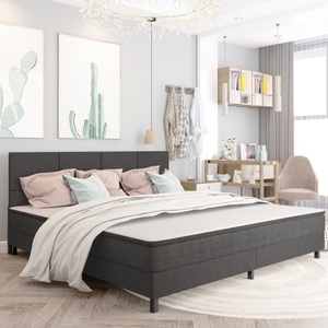 vidaXL, vidaXL Boxspringbett Dunkelgrau Stoff 200x200 cm