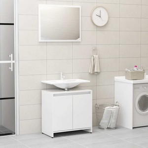 vidaXL, vidaXL Badmöbel-Set Hochglanz-Weiß Spanplatte, vidaXL Badmöbel-Set Hochglanz-Weiß Holzwerkstoff