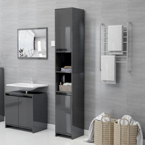 vidaXL, vidaXL Badezimmerschrank Hochglanz-Grau 30x30x183,5 cm Spanplatte, 