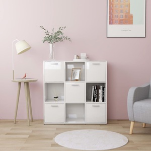 vidaXL, vidaXL Bücherregal Hochglanz-Weiß 90x30x90 cm Spanplatte, 