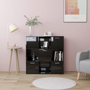 vidaXL, vidaXL Bücherregal Hochglanz-Schwarz 90x30x90 cm Spanplatte