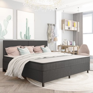 vidaXL, vidaXL Boxspringbett Dunkelgrau Stoff 200x200 cm