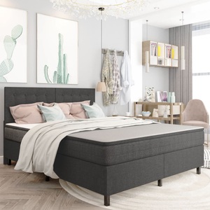 vidaXL, vidaXL Boxspringbett Dunkelgrau Stoff 180x200 cm