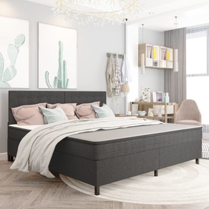 vidaXL, vidaXL Boxspringbett Dunkelgrau Stoff 200x200 cm