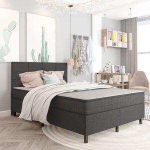 vidaXL, vidaXL Boxspringbett Dunkelgrau Stoff 180x200 cm