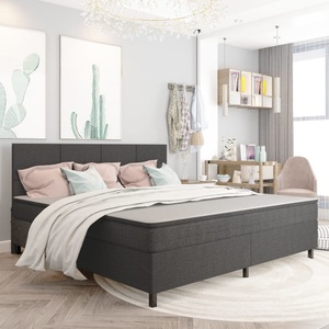 vidaXL, vidaXL Boxspringbett Dunkelgrau Stoff 200x200 cm