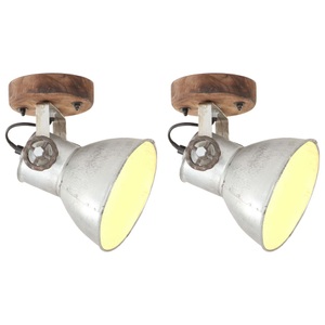 vidaXL, vidaXL Wand-/Deckenlampen Industriestil 2 Stk. Silbern 20x25 cm E27, vidaXL Wand-/Deckenlampen Industriestil 2 Stk. Silbern 20x25 cm E27