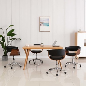 vidaXL, vidaXL Drehbare Esszimmerstühle 4 Stk. Schwarz Kunstleder, vidaXL Esszimmerstühle 4 Stk. Drehbar Schwarz Kunstleder