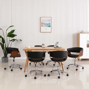 vidaXL, vidaXL Drehbare Esszimmerstühle 6 Stk. Schwarz Kunstleder, vidaXL Esszimmerstühle 6 Stk. Drehbar Schwarz Kunstleder