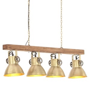 vidaXL, vidaXL Deckenlampe Industriestil Messing E27 Mangoholz, vidaXL Deckenlampe Industriestil Messing E27 Mangoholz