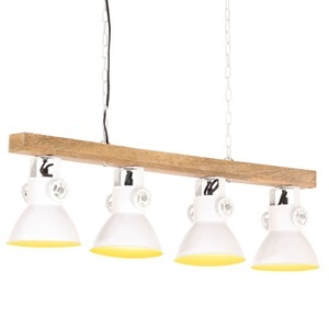 vidaXL, vidaXL Deckenlampe Industriestil Weiß E27 Mangoholz, VidaXL - Deckenleuchte eisen, 60 cm, Weiss