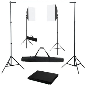 vidaXL, vidaXL Fotostudio-Set mit Softbox-Leuchten und Hintergrund, vidaXL Fotostudio-Set mit Softboxen und Hintergrundsystem
