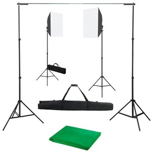 vidaXL, vidaXL Fotostudio-Set mit Softbox-Leuchten und Hintergrund, vidaXL Fotostudio-Set mit Softboxen und Hintergrundsystem