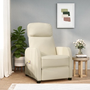 vidaXL, vidaXL Massagesessel Cremeweiß Kunstleder, 