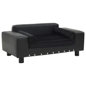 vidaXL, vidaXL Hundesofa Schwarz 81x43x31 cm Plüsch und Kunstleder, vidaXL Hundesofa Schwarz 81x43x31 cm Plüsch und Kunstleder