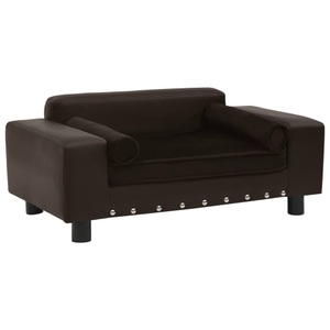 vidaXL, vidaXL Hundesofa Braun 81x43x31 cm Plüsch und Kunstleder, vidaXL Hundesofa Braun 81x43x31 cm Plüsch und Kunstleder