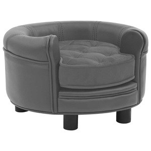 vidaXL, vidaXL Hundesofa Grau 48x48x32 cm Plüsch und Kunstleder, vidaXL Hundesofa Grau 48x48x32 cm Plüsch und Kunstleder