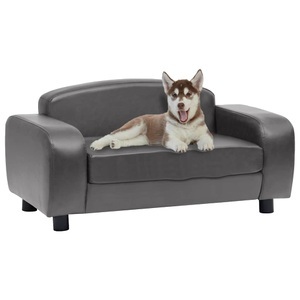 vidaXL, vidaXL Hundesofa Grau 80x50x40 cm Kunstleder, vidaXL Hundesofa Grau 80x50x40 cm Kunstleder