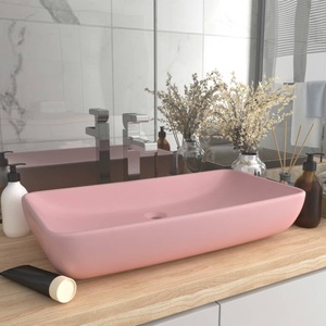 vidaXL, vidaXL Luxus-Waschbecken Rechteckig Matt Rosa 71x38 cm Keramik, vidaXL Luxus-Waschbecken Rechteckig Matt Rosa 71x38 cm Keramik