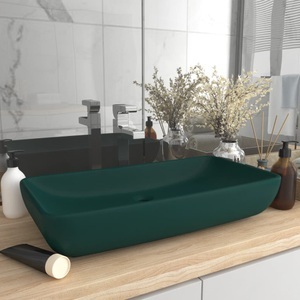 vidaXL, vidaXL Luxus-Waschbecken Rechteckig Matt Dunkelgrün 71x38 cm Keramik, vidaXL Luxus-Waschbecken Rechteckig Matt Dunkelgrün 71x38 cm Keramik