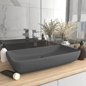 vidaXL, vidaXL Luxus-Waschbecken Rechteckig Matt Dunkelgrau 71x38 cm Keramik, vidaXL Luxus-Waschbecken Rechteckig Matt Dunkelgrau 71x38 cm Keramik