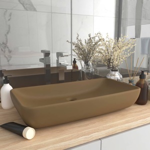 vidaXL, vidaXL Luxus-Waschbecken Rechteckig Matt Creme 71x38 cm Keramik, vidaXL Luxus-Waschbecken Rechteckig Matt Creme 71x38 cm Keramik
