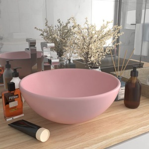 vidaXL, vidaXL Luxus-Waschbecken Rund Matt Rosa 32,5x14 cm Keramik, vidaXL Luxus-Waschbecken Rund Matt Rosa 32,5x14 cm Keramik