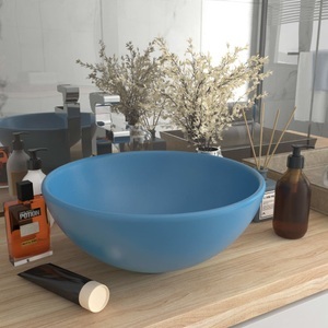 vidaXL, vidaXL Luxus-Waschbecken Rund Matt Hellblau 32,5x14 cm Keramik, vidaXL Luxus-Waschbecken Rund Matt Hellblau 32,5x14 cm Keramik