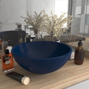 vidaXL, vidaXL Luxus-Waschbecken Rund Matt Dunkelblau 32,5x14 cm Keramik, vidaXL Luxus-Waschbecken Rund Matt Dunkelblau 32,5x14 cm Keramik