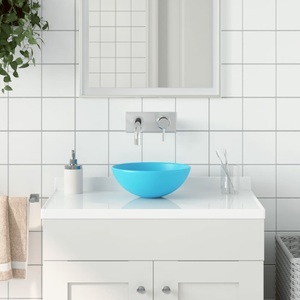 vidaXL, vidaXL Waschbecken Keramik Hellgrün Rund, vidaXL Waschbecken Keramik Hellgrün Rund